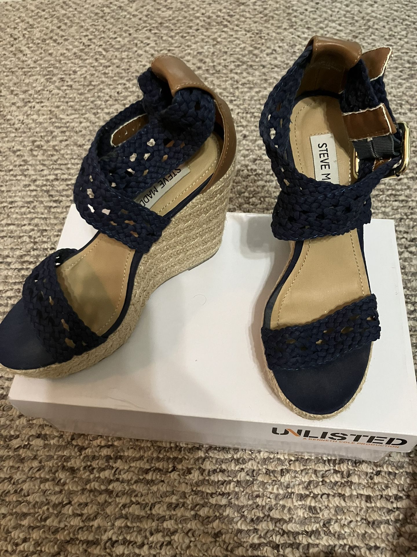 Navy Wedge Sandals 