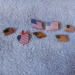LOT OF 7*AMERICAN FLAG METAL PIN BACKS*1"×1"