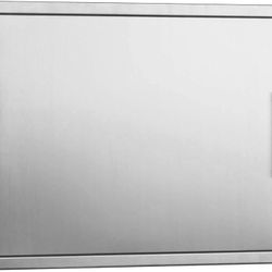 Stainless steel barbecue access door, overall size: 23 inches wide and 17 inches high, reversible horizontal single door, opens left or right, flush m
