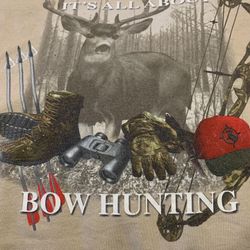 National Heritage BOW HUNTING DEER TEE T SHIRT Mens XL Tan