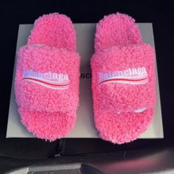 Balenciaga Pink Fur Slides