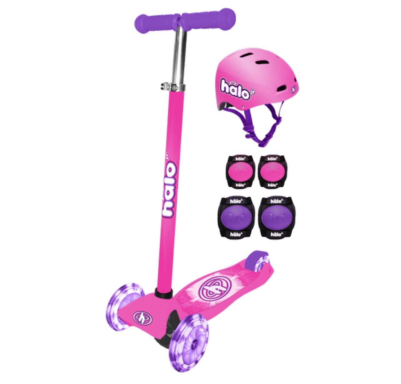 Halo Rise Above 3 Wheel Scooter Combo - Pink-Purple
