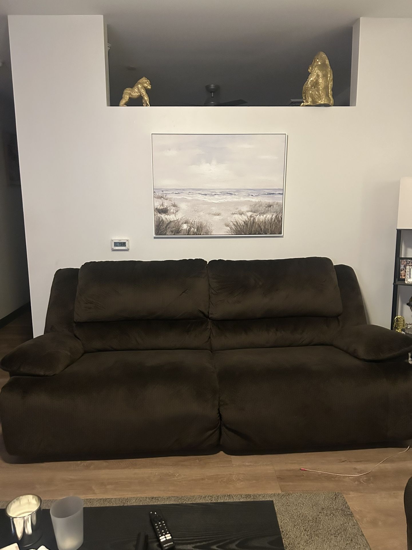 Two Piece Recliner Couches- Brown
