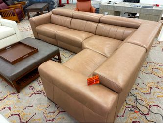 Furniture- Natuzzi 4 pc Italian leather sectional with 3 power recliners- Rinan