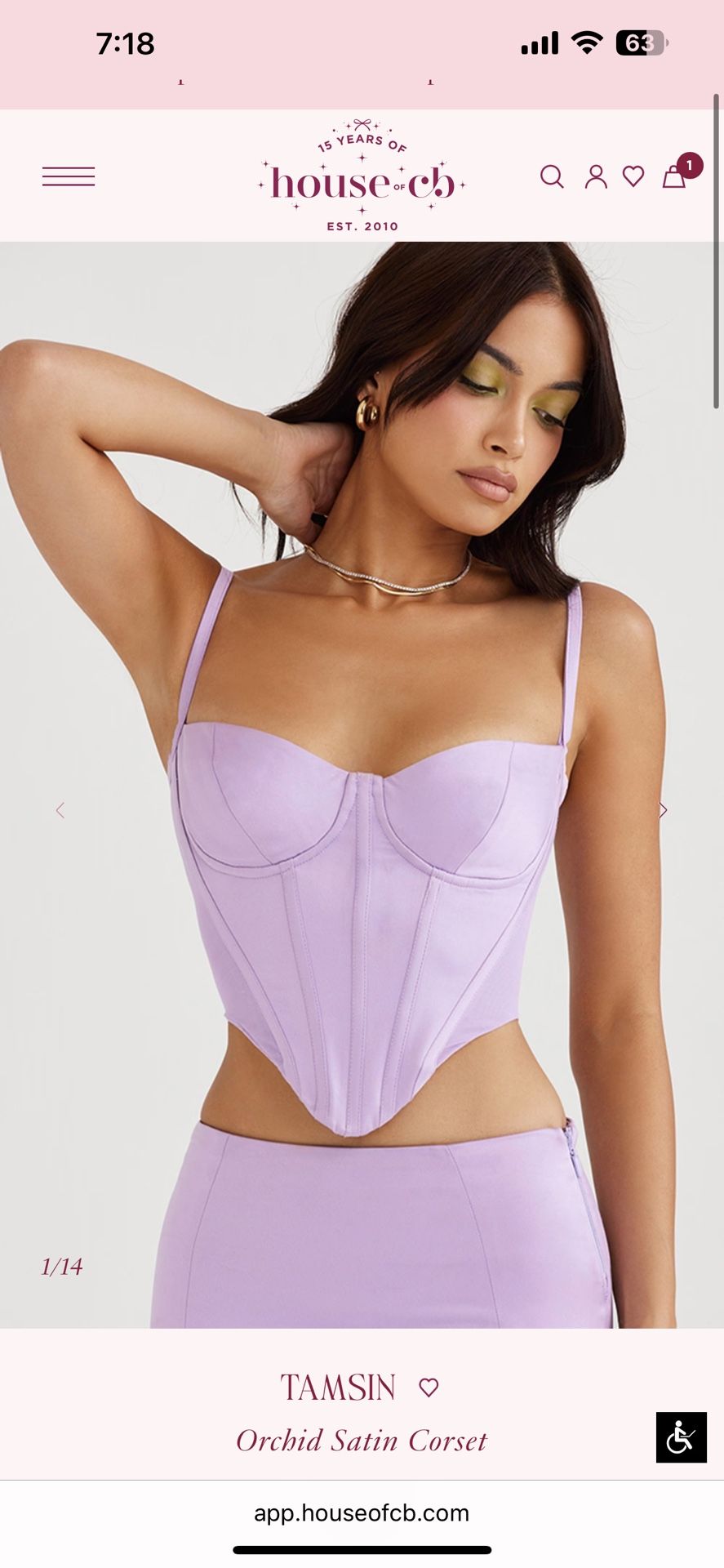 House Of Cb TAMSIN Lavender Corset Top