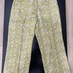Sigrid Olsen Linen Blend Capri Pants Size 4 Petite 