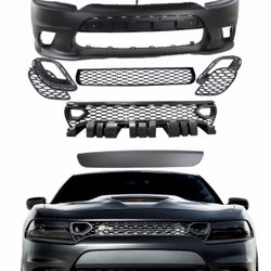 OEM Material Charger Bumper + Snorkel Grille + Lower Grille + Mid Cover + 4pc Fog lamp hole inserts