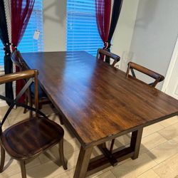 Wood Table 4 Chairs 