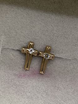 Vintage 14k Gold Cross Earrings 