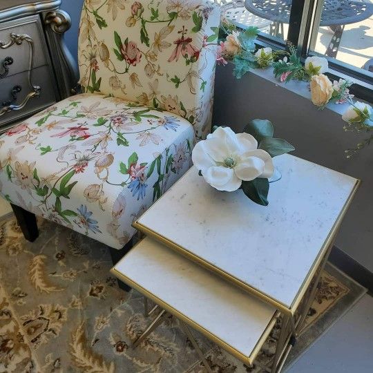 White Marble And Gold Nesting Tables