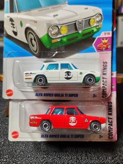 2 Hot Wheels Alfa Romeo Giulia TI Super (First Edition & First Edition re-color)