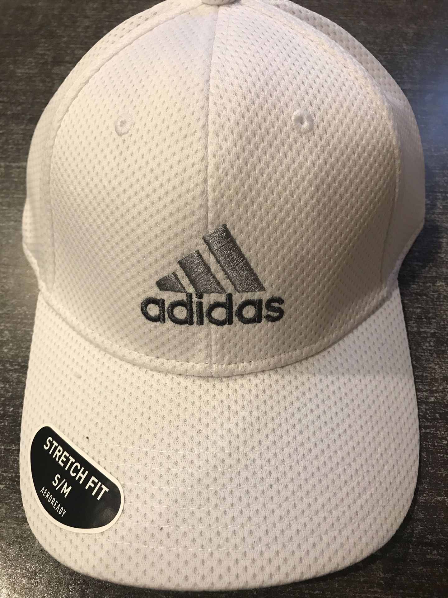 Adidas Men's Zags II A- Flex S/M White Fitted Stretch Fit Aeroready Cap Hat