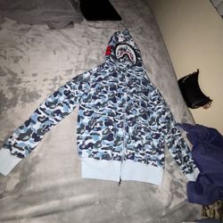 Bape Full Zip Up  Hoodie Blue 