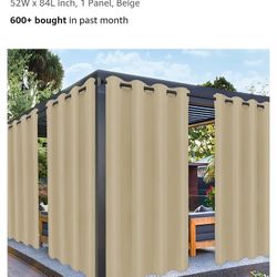 NEW 2 panels beige outdoor waterproof curtains