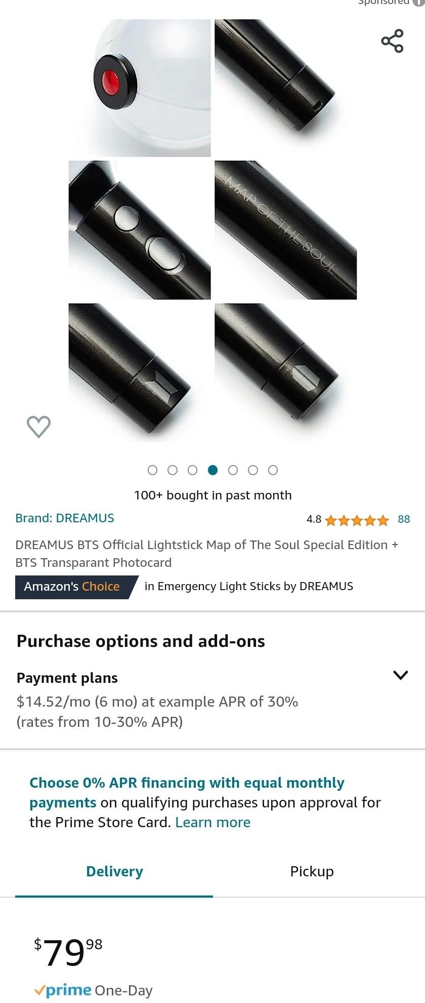 DREAMUS BTS Official Lightstick Map of The Soul Special Edition + BTS Transparant Photocard