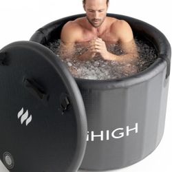 Cold Plunge Tub for Athletes – Freestanding Ice Bath for Recovery, Portable Insulated Double-Walled PVC Ice Barrel with Lid, 92 Gallons, Inflatable Pl