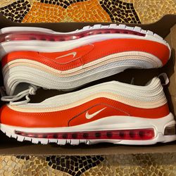 Nike Air Max 97 Running Shoes White / Picante Red Sz 10.5 Men’s  (FN6869-633)