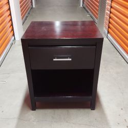 Espresso Finish Wooden One Drawer Storage Nightstand 