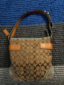 COACH Soho Blue leather Trim Signature Canvas Shoulder Bag