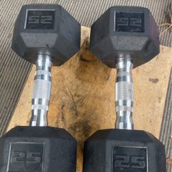 Two 25 Pound  Dumbbells