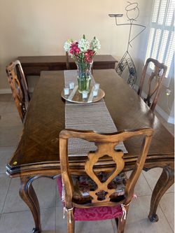 Walnut Dining Table & Credenza