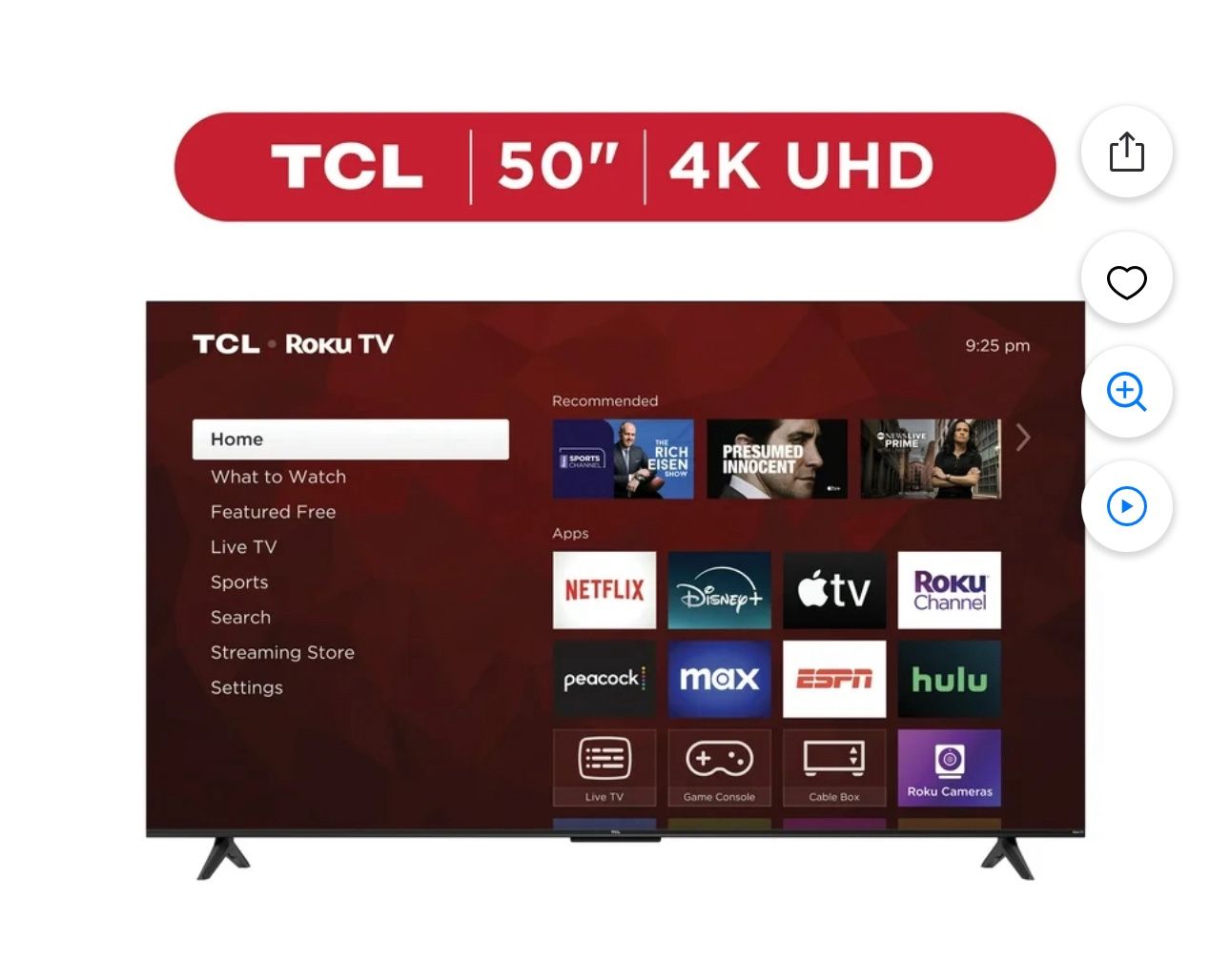 TCL 50” Class S4 (50S451) 4K UHD HDR Smart TV with Roku TV W/ wall Mount