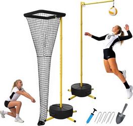 Volleyball Setter Trainer Net & Volleyball Spike Trainer with Sandbag Base,Adjustable Height ,Angle