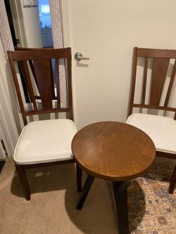Two chair, brown and table small