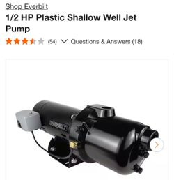 Everbilt 1/2 HP Plastic Shallow Well Jet Pump