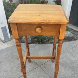 Maple Wood Side Table with One Drawer - 15x15x27