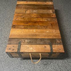 Real Wood Wheel Barrel Barn Style Storage Coffee Table