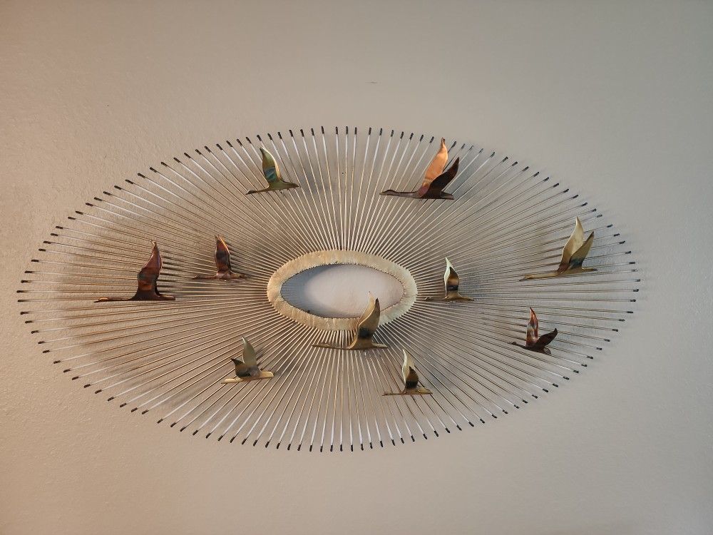 Mid Century Brass Art Sculpture Geese in Flight   $175