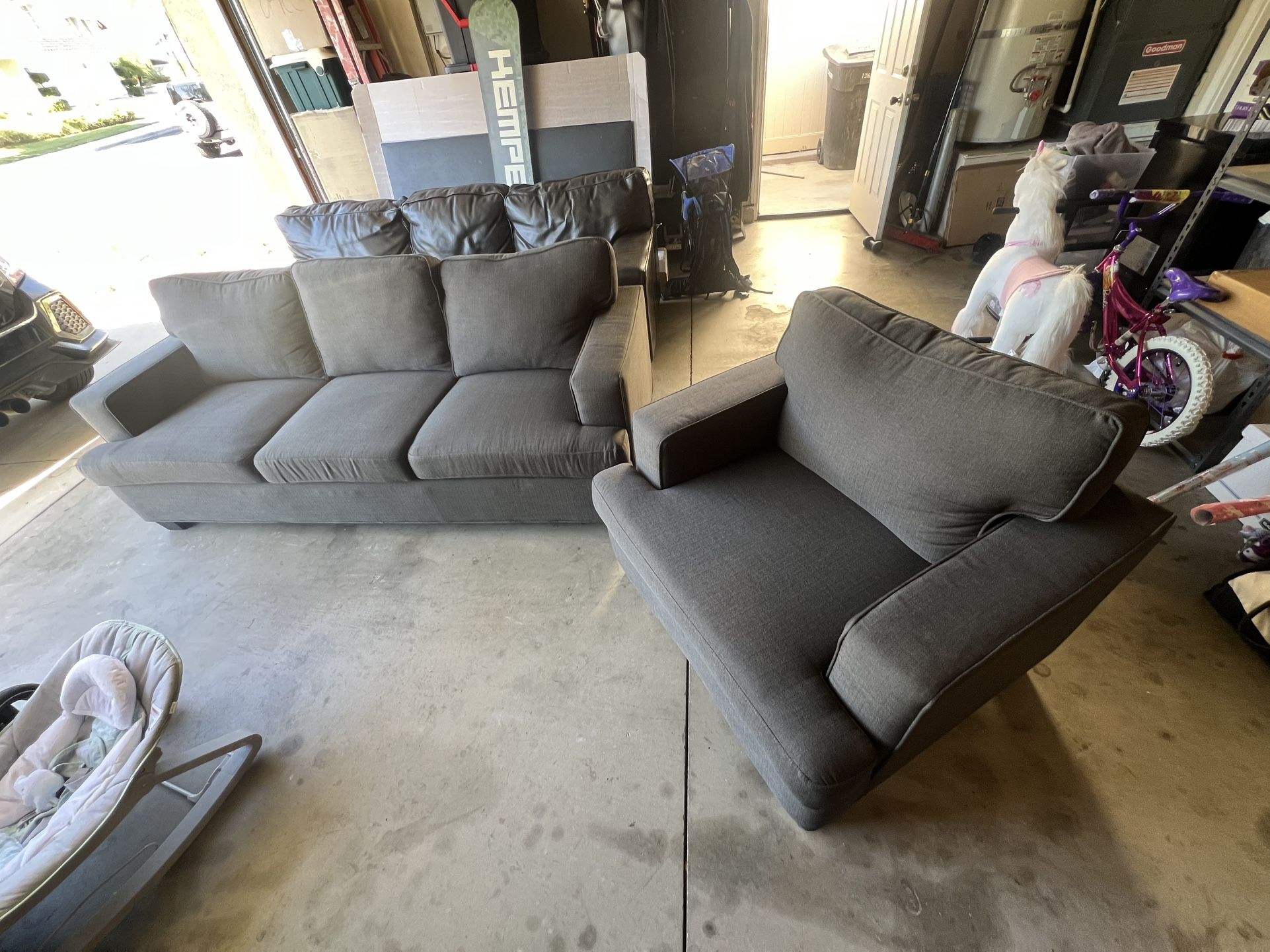 Space Grey 7x3ft Couch + 38-Inch Single Couch