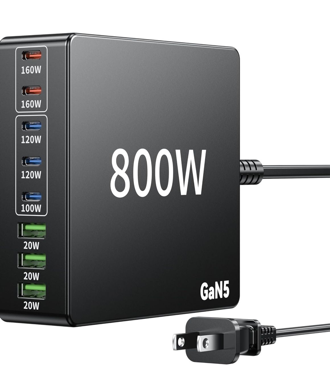 800W USB C Charger Block Charging Station 8 Port Fast GaN Chager 140W 160W PD PPS HUB for Laptop MacBook Charger Compatible with MacBook Pro/Air/All i