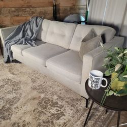 Sprintz MCM Grey Sofa – Clean Lines, Metal Legs, Quality Upholstery!