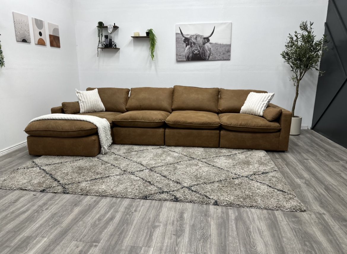 Brown Sectional Cloud Couch - Free Delivery 