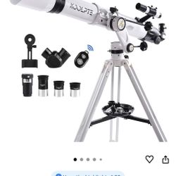 Telescope 90mm Aperture 900mm - Vertisteel AZ Mount Base, High Precision Adjustment, Magnification 45-450x, Wireless Remote, Phone Adapter - Ideal for