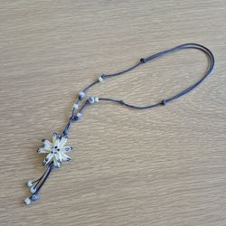 Porcelain Ceramic Handmade Flower Necklace Adjustable Rope