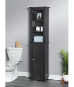 MDF Freestanding Linen Cabinet black shelves pantry gabinetes