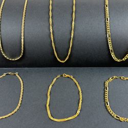 6-Piece 14K Gold Plated Necklace & Bracelet Set