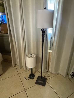 Black Floor Lamp and Table Lamp Set