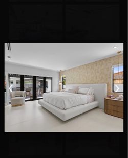 Mulholland extended fully upholstered fabric panel bed