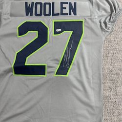 Tariq Woolen Signed Autograph Custom Jersey - Beckett Coa - Seattle Seahawks