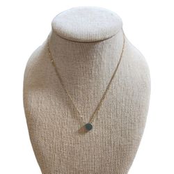 Gold Toned CS USA Blue Circle Pendant Necklace