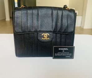 Vintage Vertical Chevron Chanel Caviar Let her