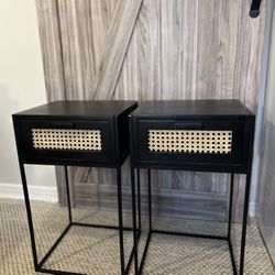 Set Of End Tables Or Nightstands With Sliding Drawer