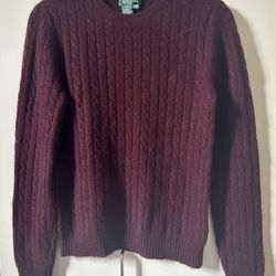 Lauren Ralph Lauren 100% cashmere burgundy knit sweater size M