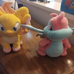 Neopets - Acara and Pink Scorchio Plushies 