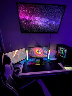 Complete Gaming  setup– Gaming PC, 2 Monitors, 55” Vizio TV, Desk & Chair