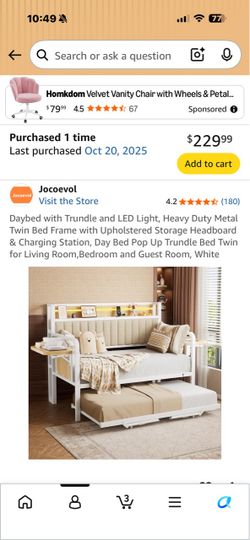 New assembled day bed with led and usb pops up to a king with two side tables